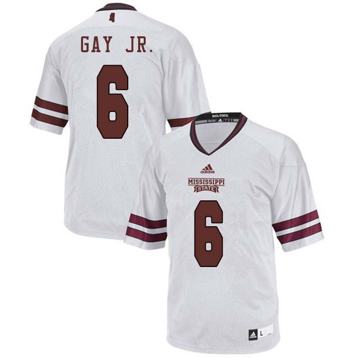 Men #6 Willie Gay Jr. Mississippi State Bulldogs College Football Jerseys Sale-White - Click Image to Close